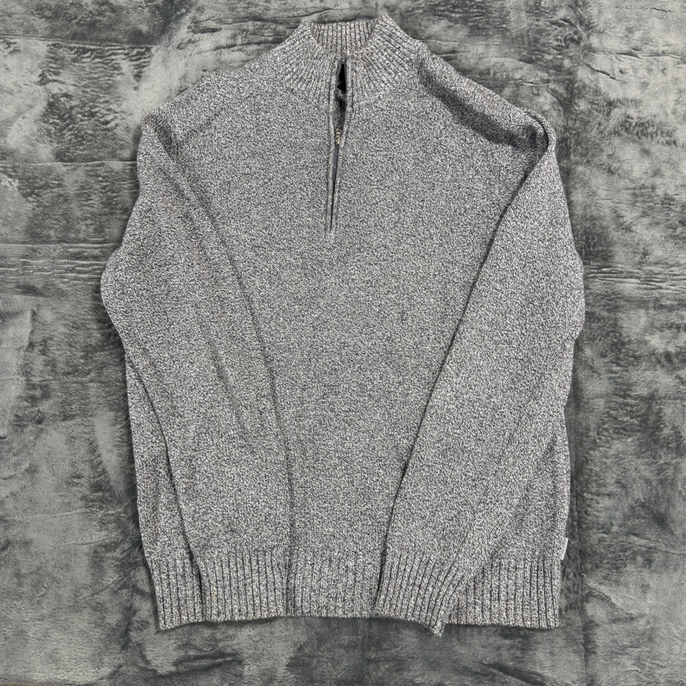 Calvin Klein Mens Gray Marl 100% Cotton Quarter Zip Sweater Large